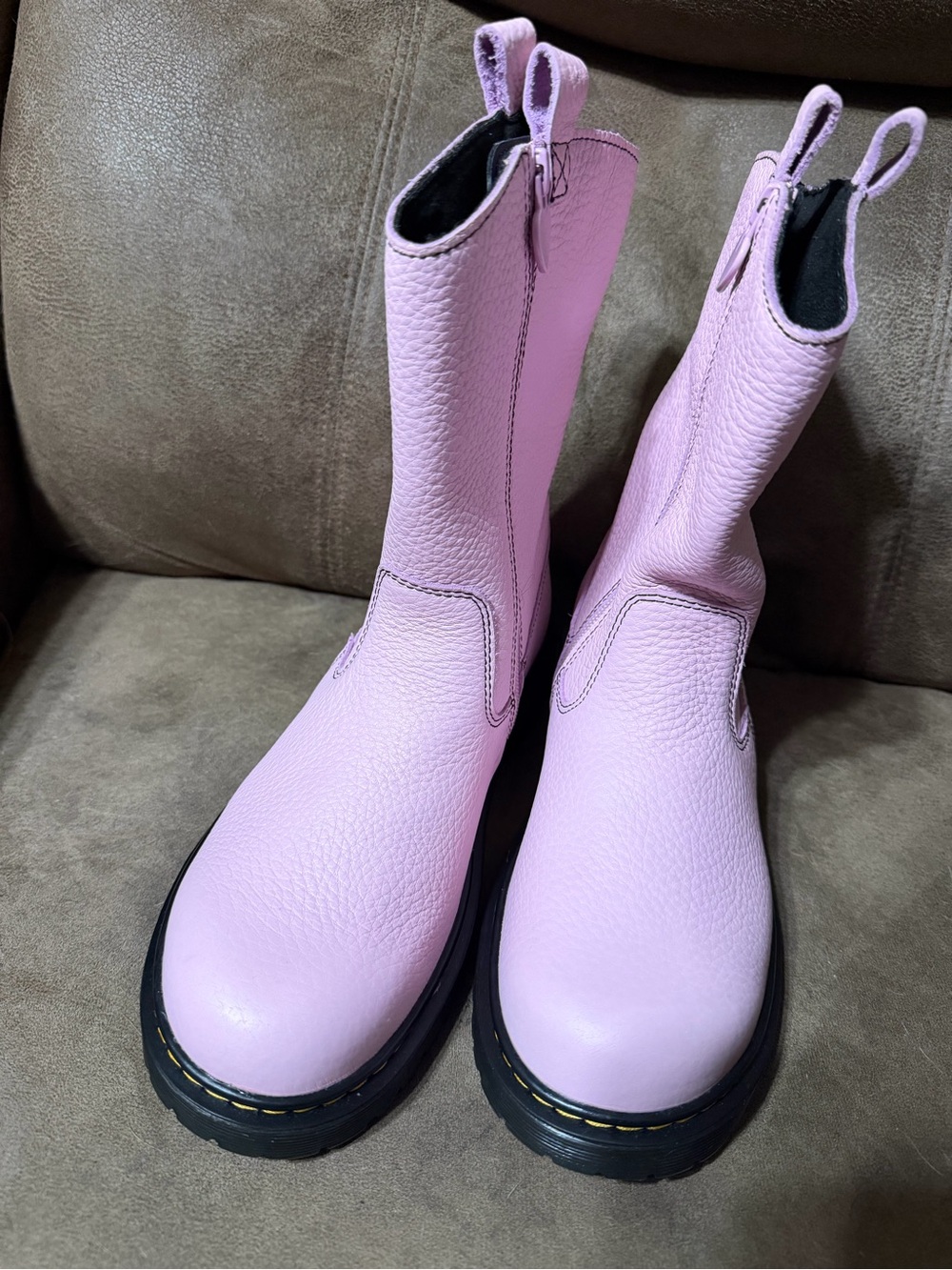 Dr. Martens Pastel Pink Mid-Calf Leather Boots